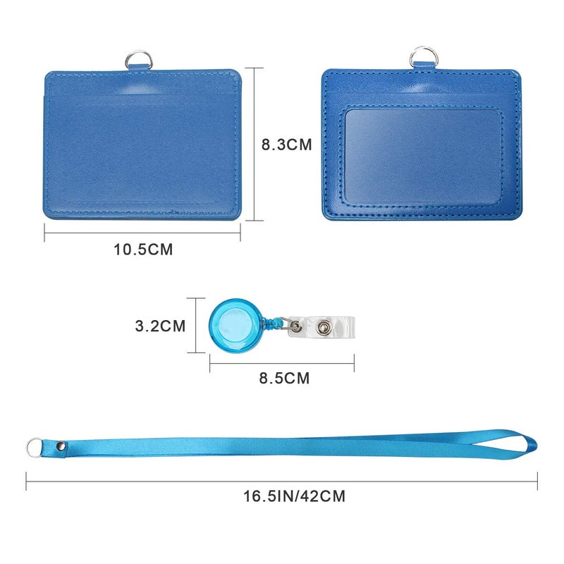 Coolrunner ID Badge Card Holder, Name Badge Holder with Lanyard, Neck Lanyard id Holder for Women Men, Coolrunner 2-Sided PU Leather Vertical Business Card Holder Vertical/Horizontal (4.2" W x 3.3" H) - Image 2